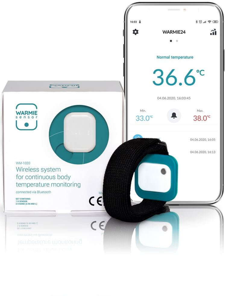 Temperature monitoring with a Bluetooth-enabled sensor. Patients